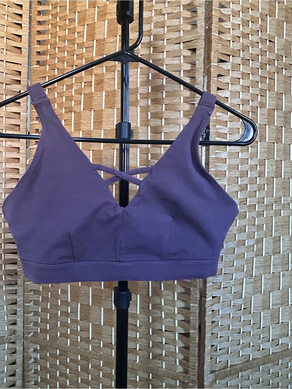 Pact Plum Organic Cotton Wireless Bralette with Crisscross Front